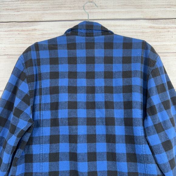 Levi's Lined Flannel Snap Down Shacket Jacket Men's Size Medium Blue/Black - Picture 4 of 15